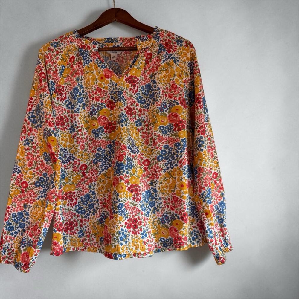 Croft & Barrow Women's Floral Blouse Long Sleeve Size M Cottagecore Popover Top